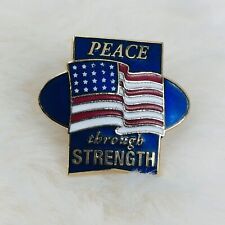 Peace Through Strength USA American Flag Enamel Patriotic Lapel Pin picture