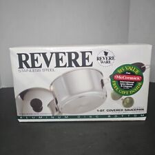 RARE New Vtg Revere Ware 1 Qt Covered Saucepan Aluminum Disc Bottom 3520017  picture