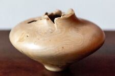 Vintage Turned Bleached Maple Burl Wood Vase Artist Signed Rustic Boho Decor picture