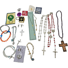 Vintage Religious Catholic Rosary Necklace Pins Jewelry lot picture