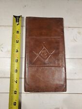 Rare Antique Masonic Leather Wallet Trifold 8