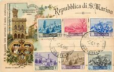 Pioneer Postcard San Marino (6 Stamps c1949) Favor Cancelled Philatelic Souvenir picture