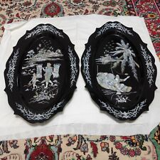 Vintage Beautiful Pair (2)  Mother of Pearl Inlaid  Asian Art (30