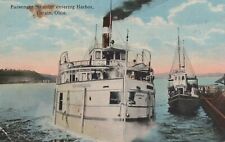 ZAYIX Postcard Great Lakes Ship Passenger Steamer Entering Harbor Lorain, OH picture