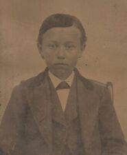 Vintage Antique Tintype Photo Cute Adorable Young Man Boy in Suit Photograph picture