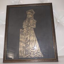 British Brass Rubbing Unknown Subject 12” X 11” Vintage Lady England picture