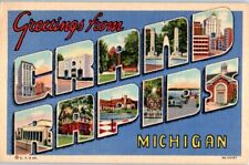 1938 Large Letter Greetings from Grand Rapids Michigan Postcard picture