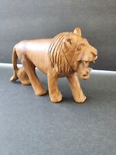 Made In Kenya HAND CARVED WOODEN MAJESTIC LION Stalking Roar Brutalist Decor picture
