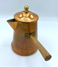 Vintage Copral Copper Coffee Hot Water Pot Portugal Brass Handle 8