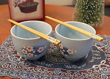 Set of 2 ceramic bowls with chopsticks picture