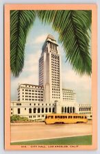 c1940s~Los Angeles California LA~Cityhall & Civic Center~Art Deco~VTG Postcard picture