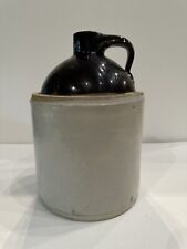 Vintage Brown/Tan 10.5” Ceramic Stoneware Moonshine Whiskey Crock Jug picture