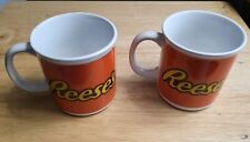 Vintage Galerie Orange Reese’s Peanut Butter Coffee Mugs Set of 2 Cups Hershey picture
