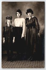 RPPC Three Edwardian Sisters Young Ladies Studio Real Photo Postcard W27 picture
