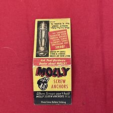 VINTAGE MATCHBOOK COVER Molly Screw Anchors  made in Reading PA picture