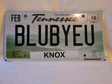 Vintage 2018 Tennessee Knox County Vanity BLUBYEU License Plate 12223 picture