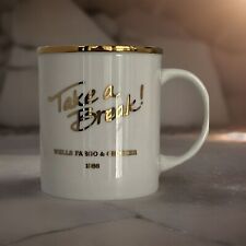 WELLS FARGO & CROCKER Coffee Cup Mug “Take A Break” Gold 1986 Vintage W/ Papers picture
