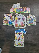 Vintage Easter Clings Lot Of 5 Bunnies Easter Greetings picture