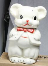 Vtg 1940 AMERICAN BISQUE TURNABOUT BEAR COOKIE JAR TWO SIDED BOY&GIRL picture