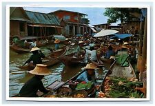 Postcard Damnoen Saduak Floating Market Ratchaburi Province Thailand Boats picture