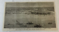 1864 magazine engraving ~ VIEW OF MOBILE AND FEDERAL FLEET IN THE BAY Alabama picture