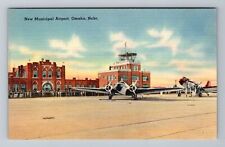 Omaha NE-Nebraska, New Municipal Airport, Vintage Postcard picture
