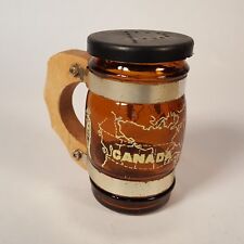 Vtg Amber Glass Pepper Shaker Canada Souvenir Mug Tankard with Wood Handle picture