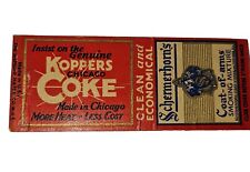 Koppers Chicago Coke Matchbook Cover Schermerhorn's Smoking tobacoo advertise picture