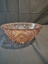 Vintage KIG Malaysia Large Pink Pressed Glass Bowl With Roses & Diamonds  picture