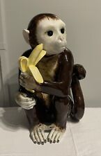 VTG Tilso Monumental Ceramic Majolica Monkey With Banana • Hand Painted picture