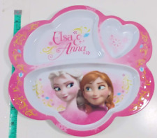 3 Zak Designs Disney Frozen Elsa and Anna Childs Melamine divided plate Pink picture