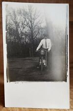 c1907-1915 RPPC Postcard Early Motorcycle Harley Davidson? AZO picture