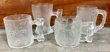 McDonald’s FLINTSTONES Clear Frosted Mugs Set of 4 Glass Mugs (1994) picture