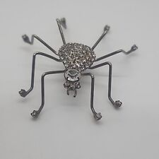 Vintage silver tone rhinestone SPIDER insect brooch pin picture