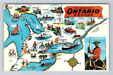 Ontario-Ontario, Province Ontario Canada Map, Vintage Postcards picture
