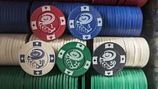 300 Vintage Clay Aces Golf 1 5 10 25 50 Denominational Poker Chips Playing Cards picture