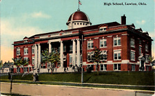 Vintage C. 1910 Lawton Oklahoma High School Street View Formal Dress Postcard picture