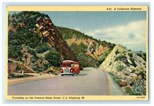 c1920's Traveling On Famous Ridge Route Bus, U.S California CA Highway Postcard picture