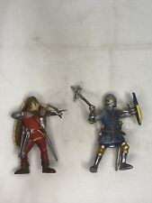 Schleich 2003 World of Knights Lot Red Crossbowman & Blue Knight with Hammer picture