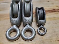 3 vintage fast eye awning tackle pulleys Wilcox Crittenden Nautical Boat Marine picture