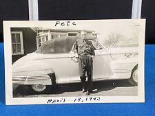 Young Man by Oldsmobile Convertible Car Oneida 1943 Vintage Photo picture