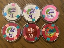 Lot of 6 Chips from Isle of Capri Lake Charles LA - $1, $2.50, $5 picture