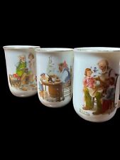 Vintage Norman Rockwell Coffee Cups Mugs Set of 3 Museum Collection 1982 picture