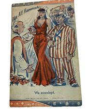 VINTAGE POSTCARD  US NAVY CARTOON UP ALL HAMMOCKS WEDDING OVERSLEPT  WWII 1941 picture