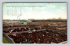 Chicago IL-Illinois, Aerial Union Stock Yards, Antique Vintage c1908 Postcard picture