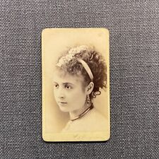CDV Antique Photo Portrait Woman Actress Profile Hair Up with Ribbon Jewelry NY picture