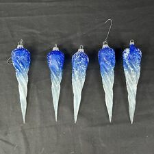 Set of 5 Blue Icicle Spiral Twist Christmas Ornaments picture