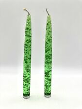 Pair Vintage Green Lucite Acrylic Taper Candles 8