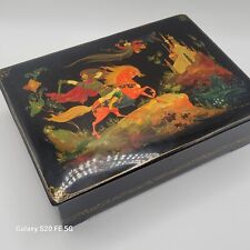 Vintage 1970-1980 Russian Fairytale Hand Painted Lacquer Jewelry Box Signed picture
