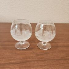 2 Brandy Snifter  Glasses The Clipper Ship by Toscany Etched 3.5